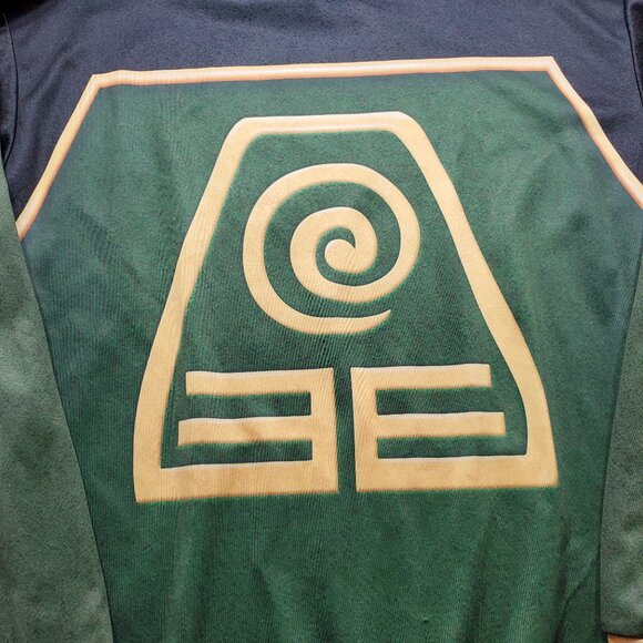 Dykhaily Hoodie Earth Kingdom Theme Green Yellow Graphic Front Pouch Men Sz L - Picture 5 of 13